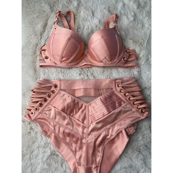 Honey Birdette JERRY🩷 Pink 2 Piece Set 32B Bra & Medium Brief - Picture 2 of 8